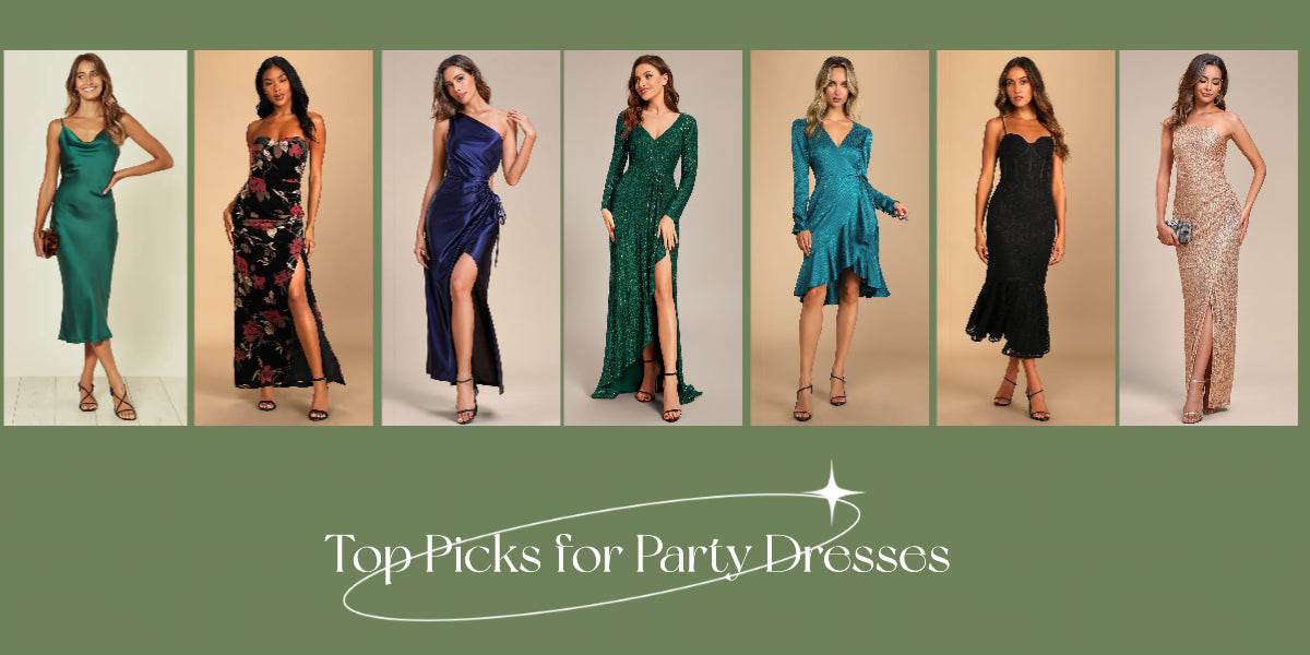 Wrapped Party Dress With Plunge Neckline in Metallic Green