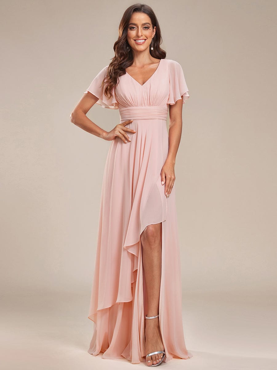 High low evening dresses sale with sleeves