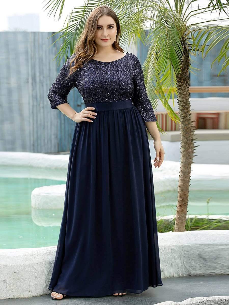 Plus Size O Neck Tulle Patchwork Dress