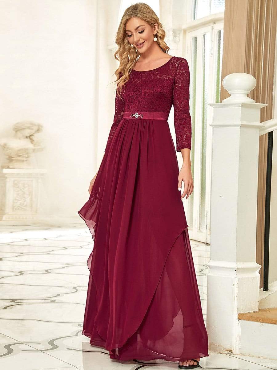 Maxi Lace Long Sleeve Wedding Guest Dresses - Ever-Pretty UK