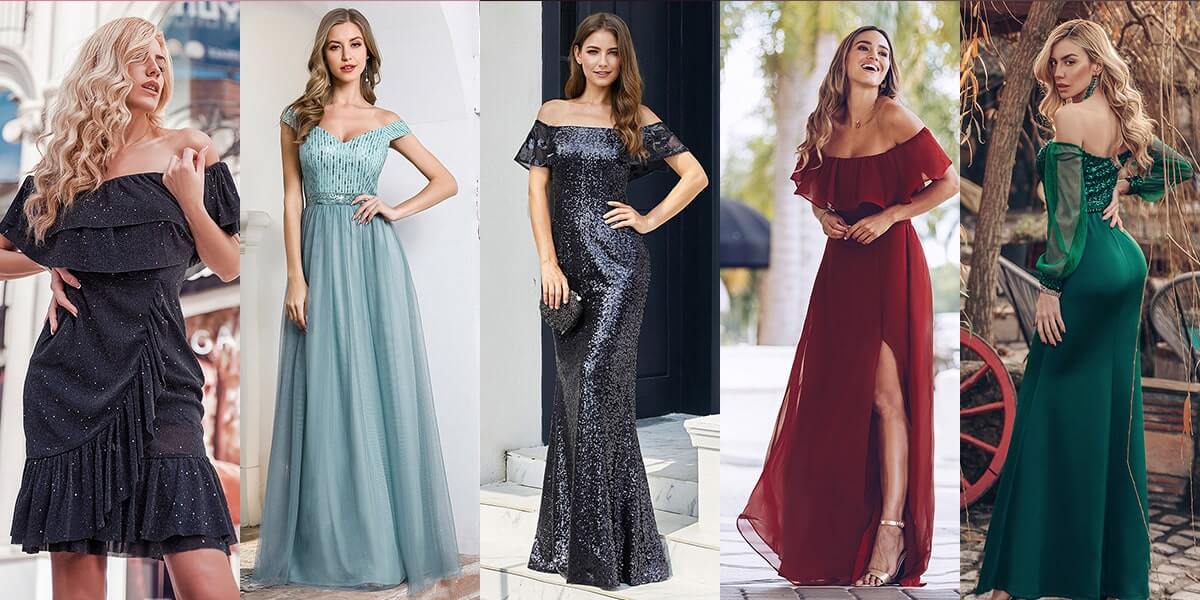 Top off the Shoulder Dresses for Wedding Guest