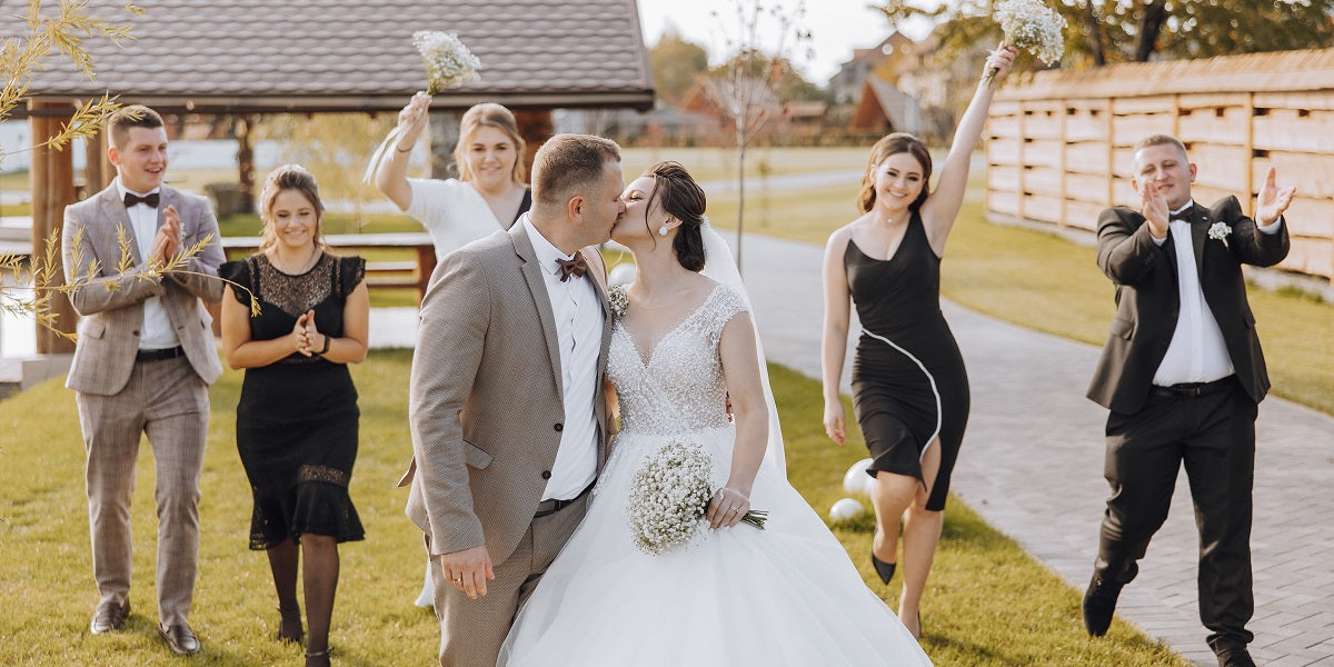 black bridesmaid dresses and groomsmen