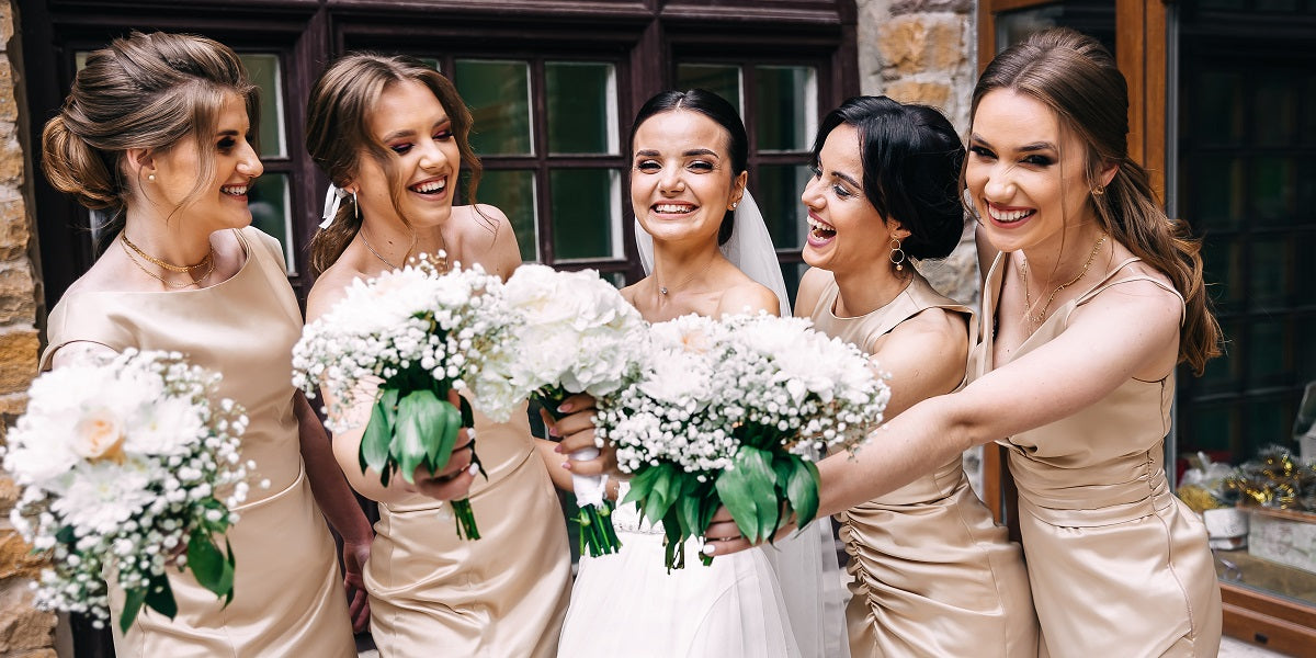 champagne satin bridesmaid dresses