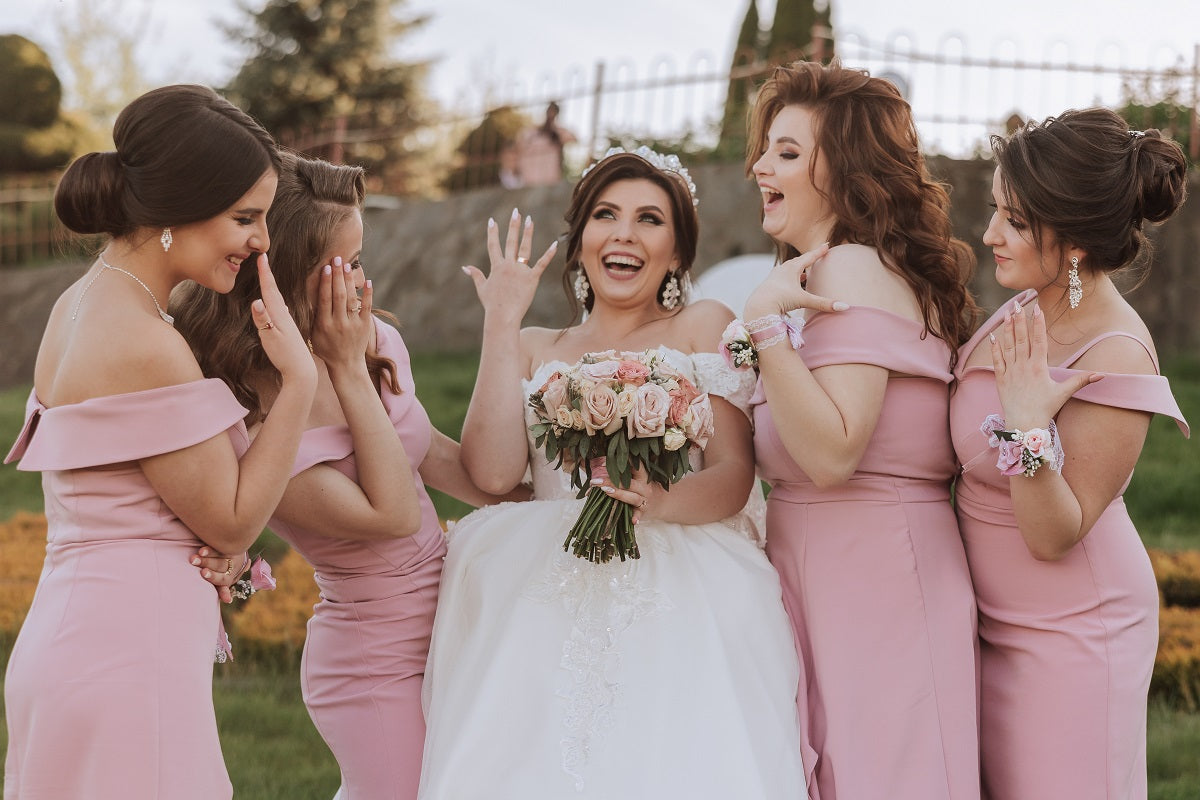 pink bridesmaid dresses in different shades