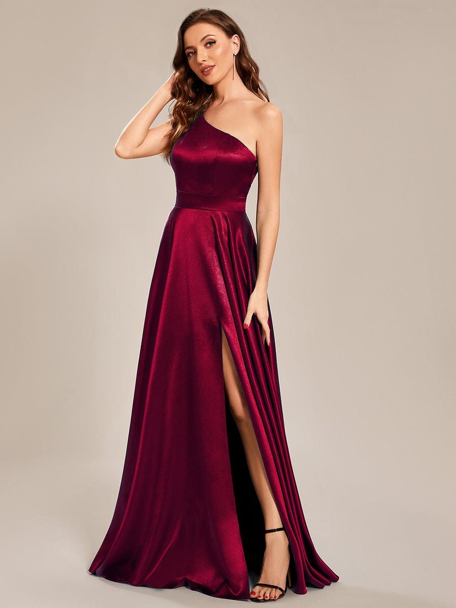 Custom Size One Shoulder Long Empire Waist Satin Prom Dress Ever Pretty UK