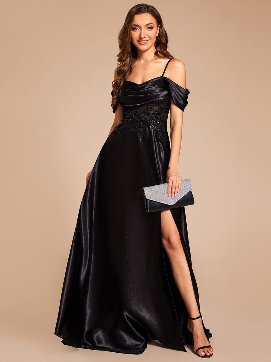 Custom Size Sweetheart A-line Satin Evening Dress With Spaghetti Straps 