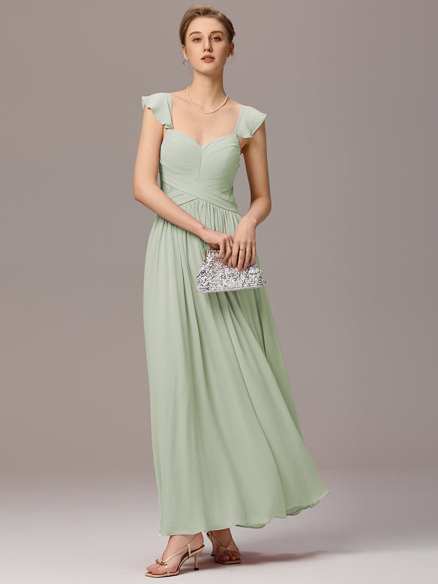 V-Neck Bandage Stringy Selvedge Maxi Bridesmaid Dress #color_Mint Green