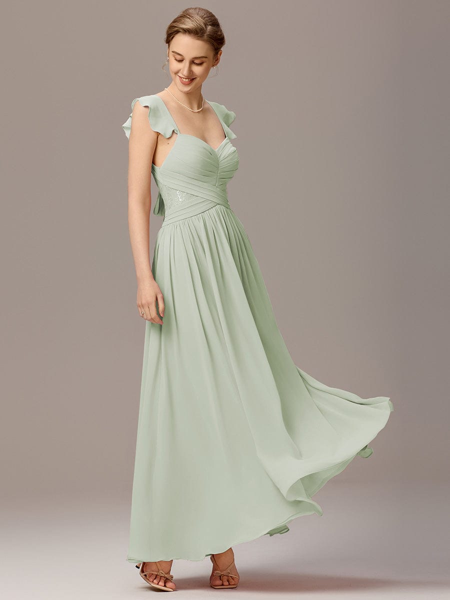 V-Neck Bandage Stringy Selvedge Maxi Bridesmaid Dress #color_Mint Green