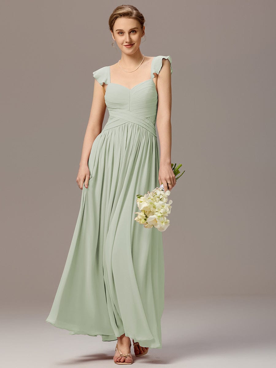 V-Neck Bandage Stringy Selvedge Maxi Bridesmaid Dress #color_Mint Green