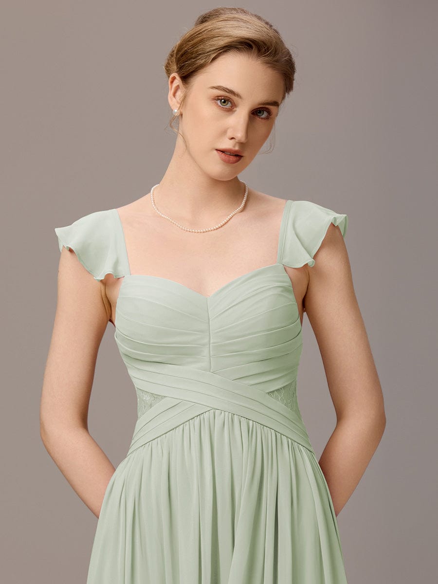 V-Neck Bandage Stringy Selvedge Maxi Bridesmaid Dress #color_Mint Green