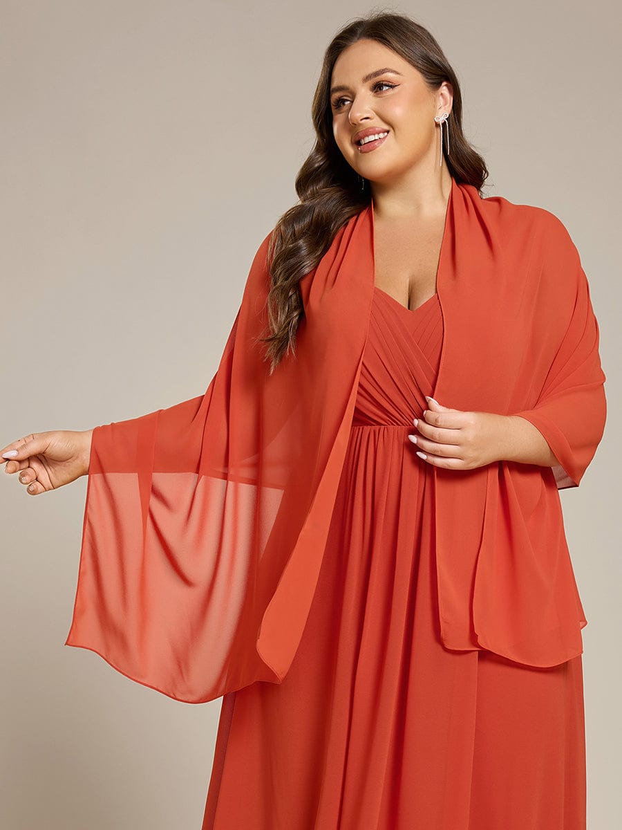 Elegant Women's Chiffon Shawl For Special Occasion #color_Burnt Orange