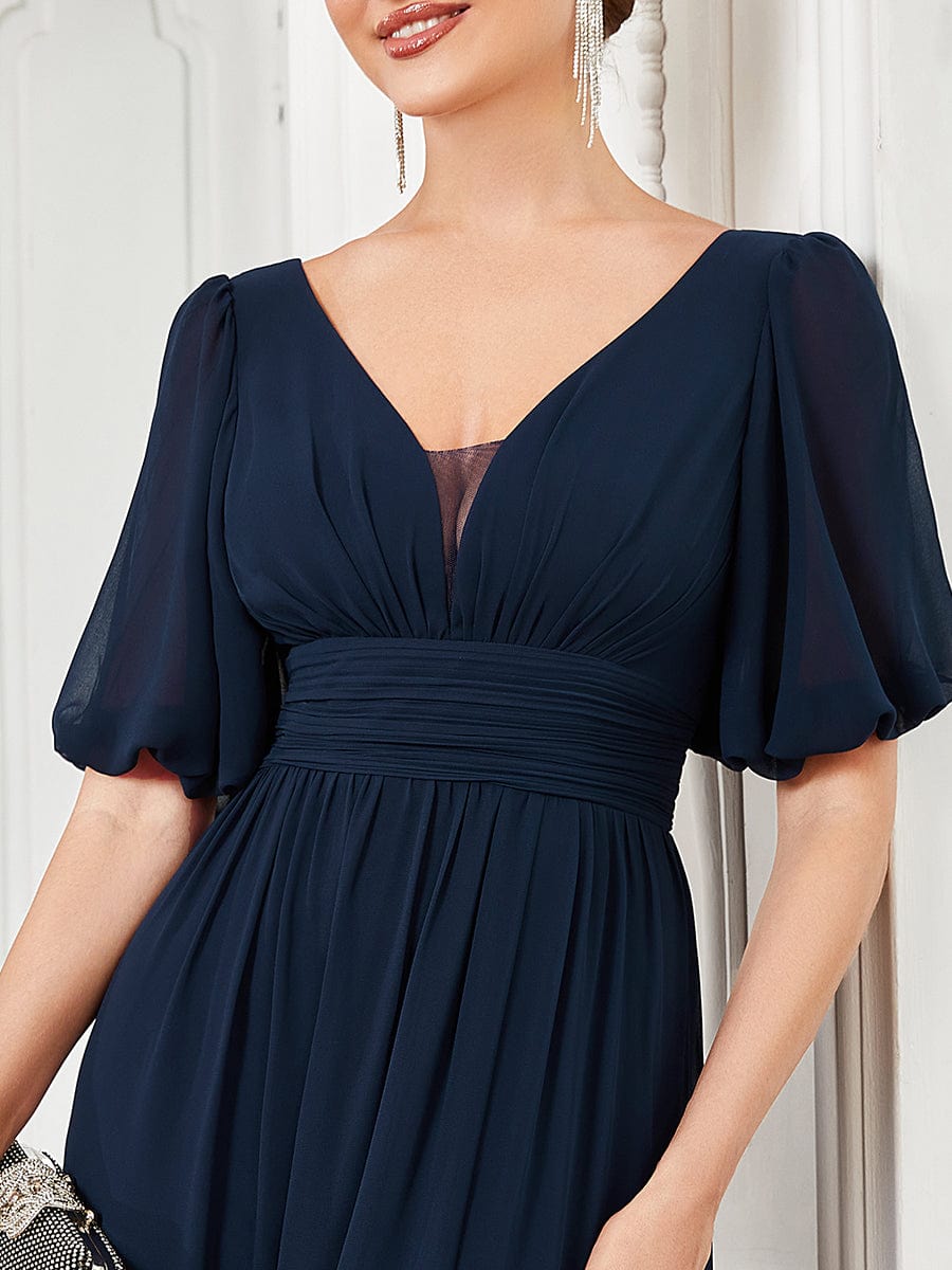 Navy Chiffon Bridesmaid Dresses #style_EE01385NB