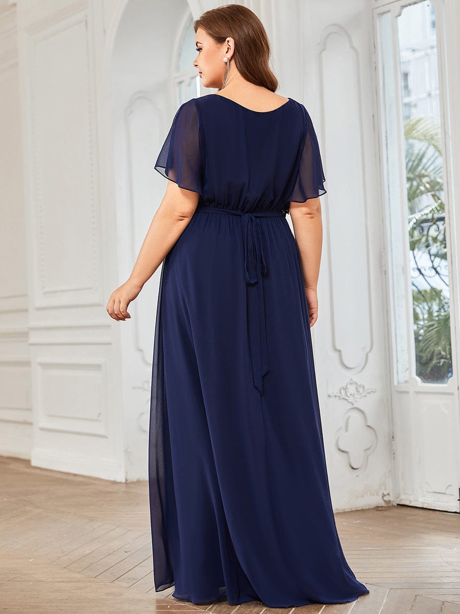 Navy Chiffon Bridesmaid Dresses #style_EE0164ANB