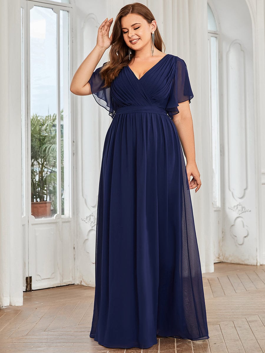 Navy Chiffon Bridesmaid Dresses #style_EE0164ANB