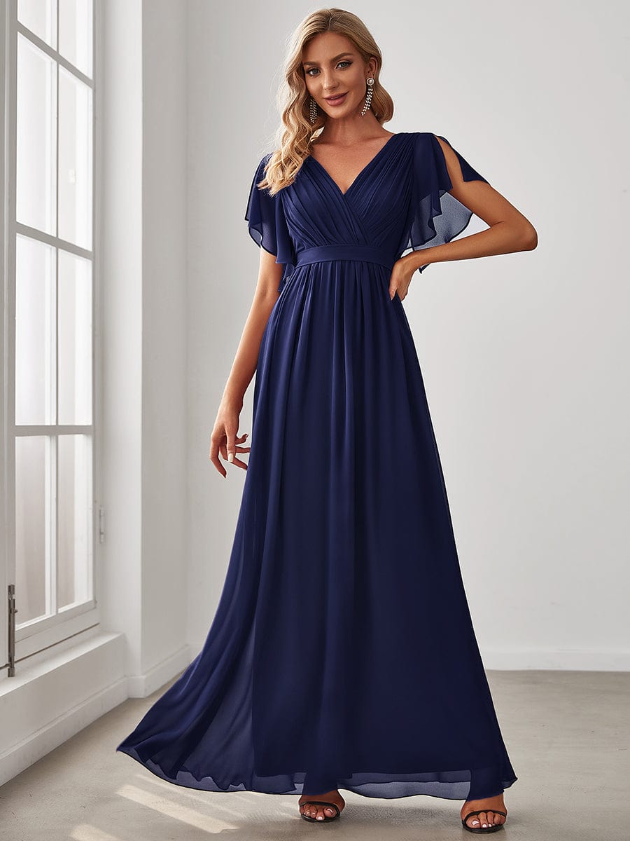 Navy Chiffon Bridesmaid Dresses #style_EE0164ANB