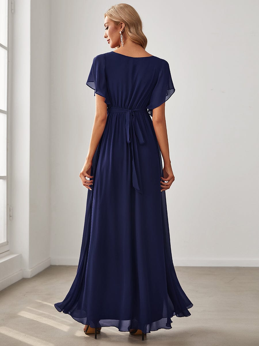 Navy Chiffon Bridesmaid Dresses #style_EE0164ANB