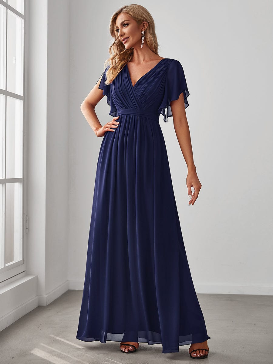 Navy Chiffon Bridesmaid Dresses #style_EE0164ANB