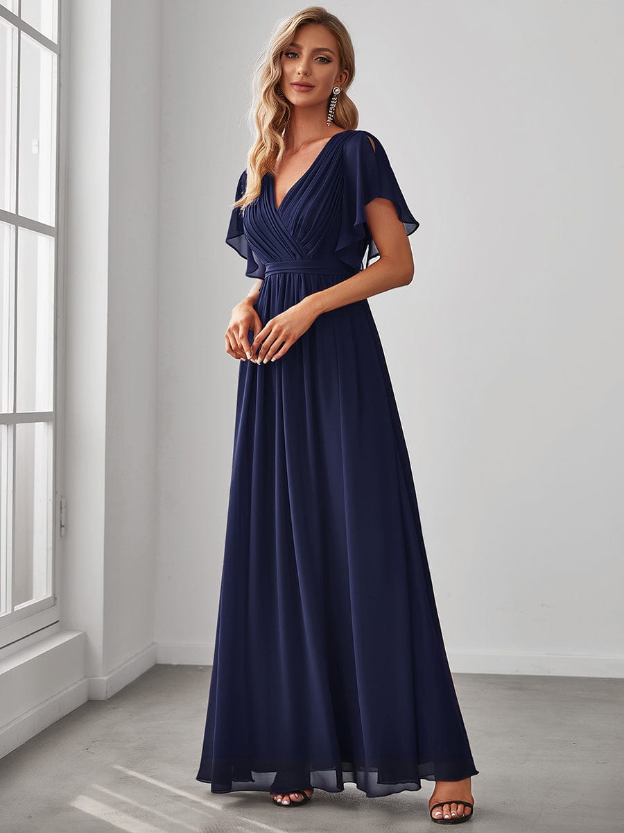 Navy Chiffon Bridesmaid Dresses #style_EE0164ANB