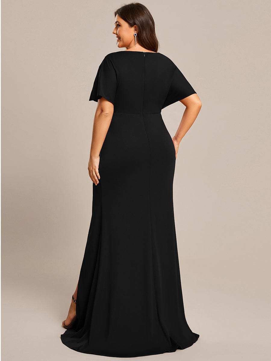 Plus Size Short Sleeve Evening Dress with Hollow Out Detail Ever Pretty UK