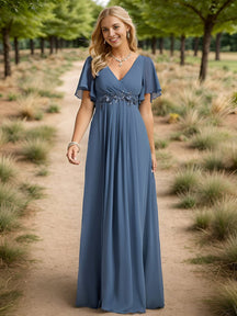 Dusty Blue Bridesmaid Gowns #style_EE01960DN