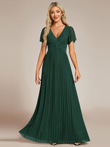 Sparkle Long Sleeve Formal Evening Dress with A-line Silhouette #color_Dark Green