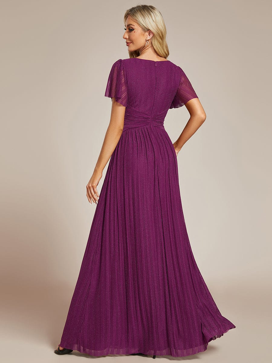 Sparkle Long Sleeve Formal Evening Dress with A-line Silhouette #color_Purple Wisteria