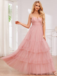 Pink Tulle Bridesmaid Dresses #style_EES0048PK