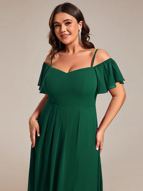 Plus Size Off-Shoulder High-Low Chiffon Wedding Guest Dresses with Short Sleeves