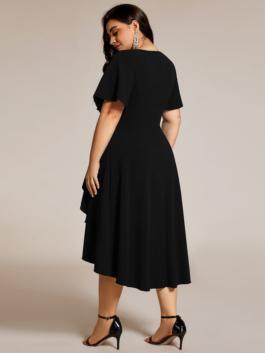 High Stretch Midi Wedding Guest Dress #color_Black