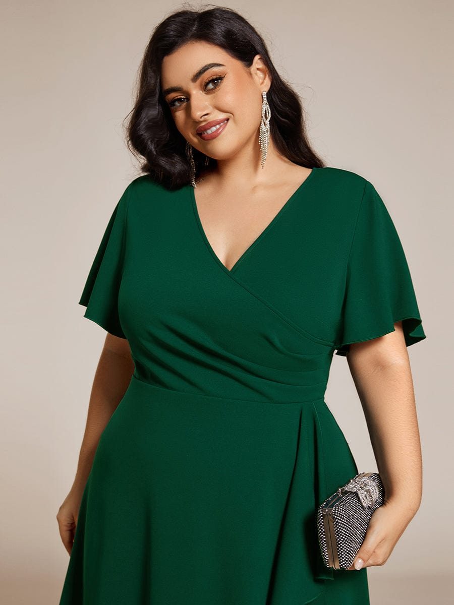 High Stretch Midi Wedding Guest Dress #color_Dark Green