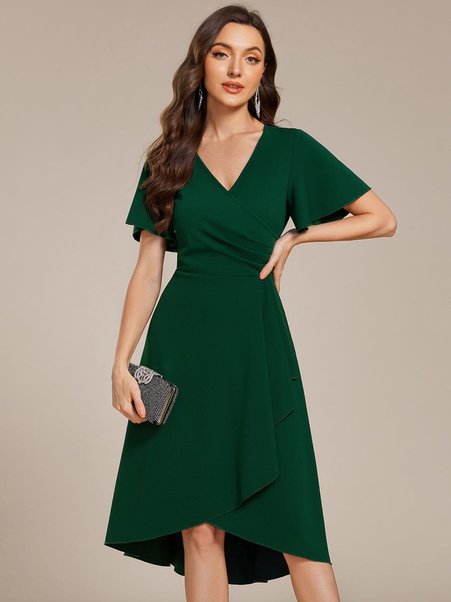 High Stretch Midi Wedding Guest Dress #color_Dark Green