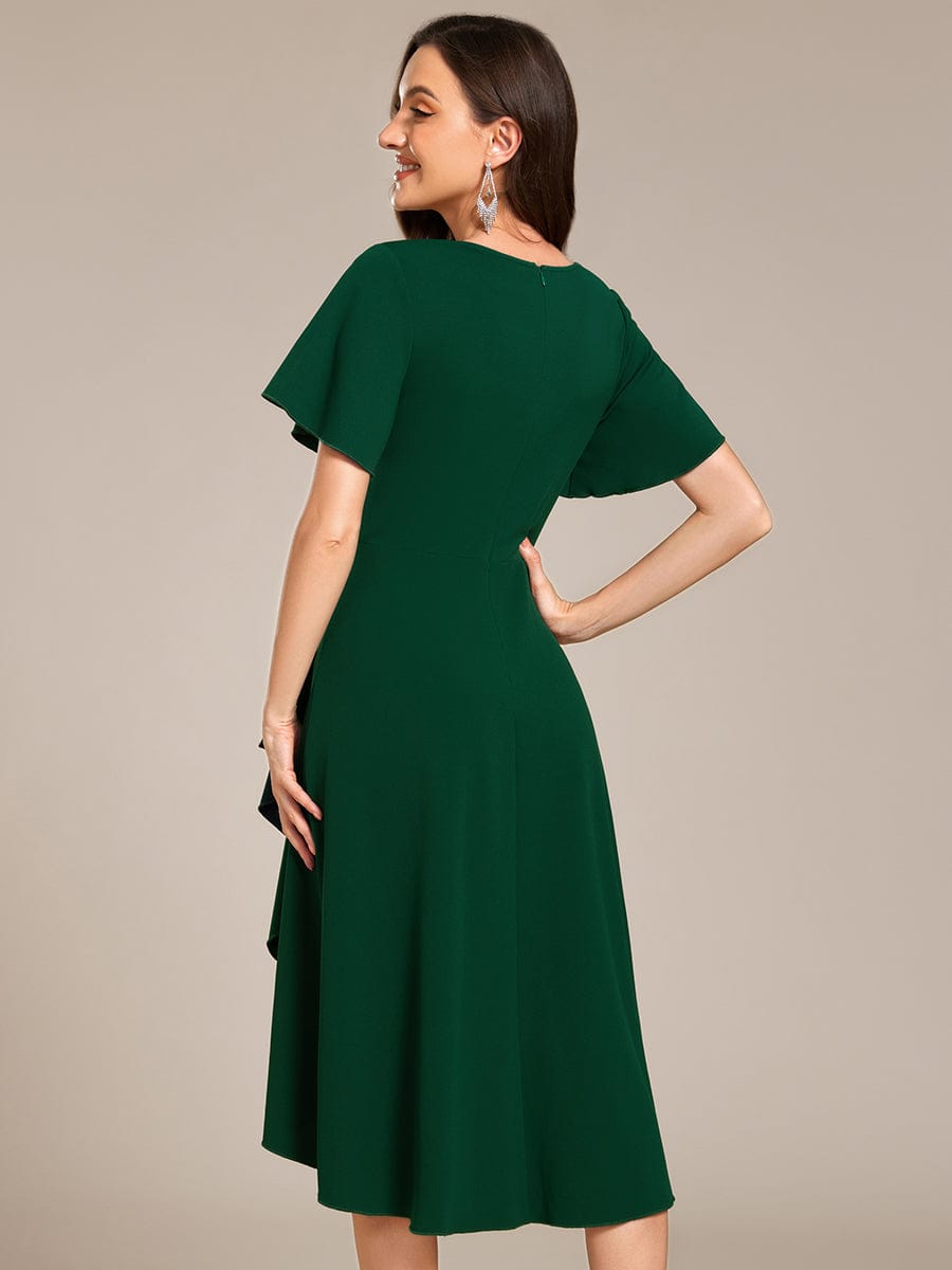 High Stretch Midi Wedding Guest Dress #color_Dark Green