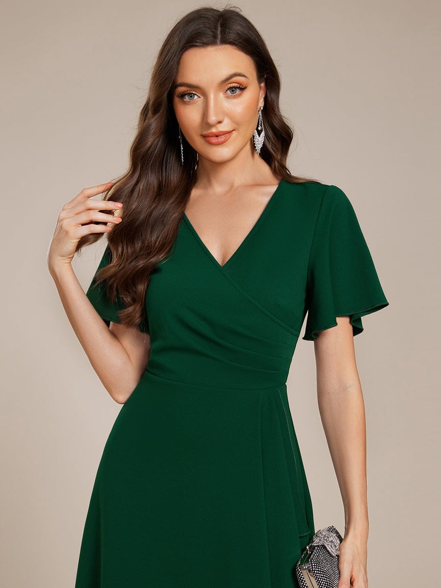 High Stretch Midi Wedding Guest Dress #color_Dark Green