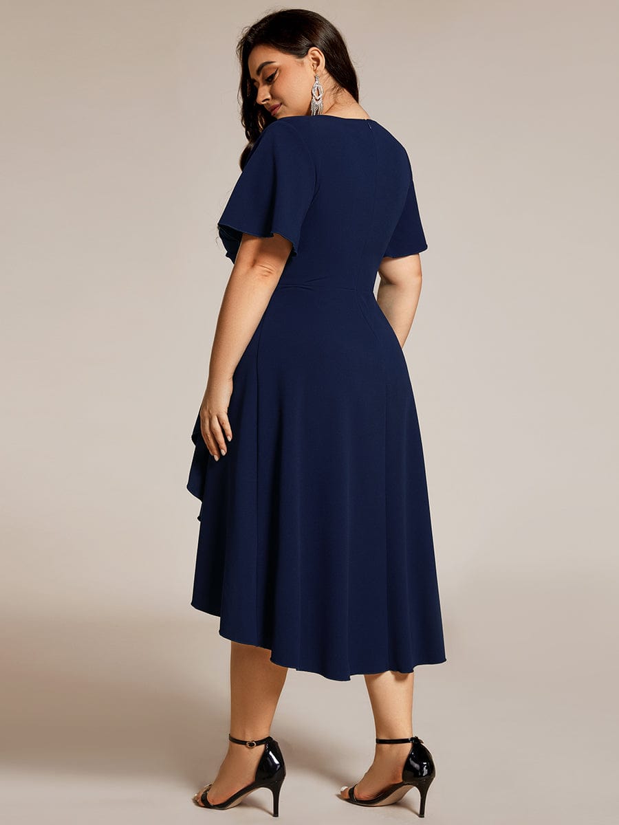 High Stretch Midi Wedding Guest Dress #color_Navy Blue