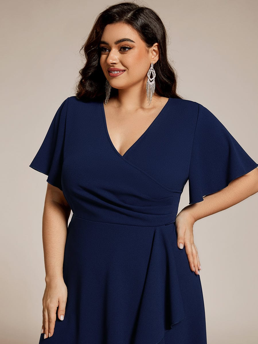 High Stretch Midi Wedding Guest Dress #color_Navy Blue