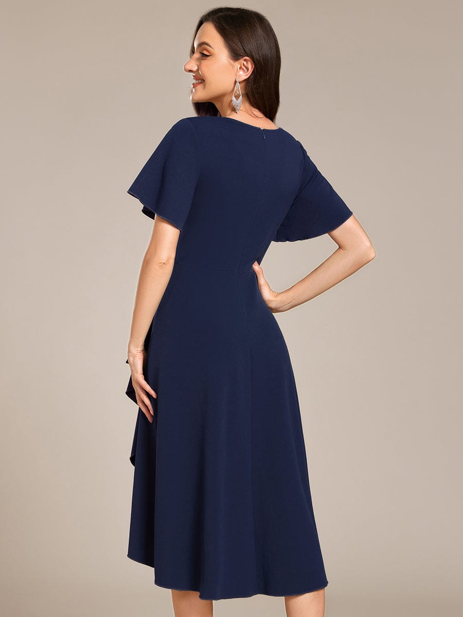 High Stretch Midi Wedding Guest Dress #color_Navy Blue