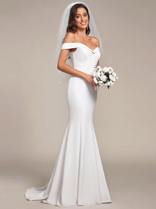 Sexy Wedding Dress | Off Shoulder Simple Fishtail Dresses - Ever-Pretty UK