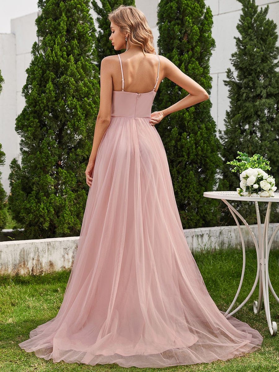 Pink Tulle Bridesmaid Dresses #style_EH02025PK