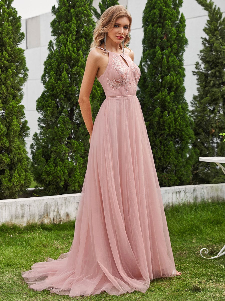 Pink Tulle Bridesmaid Dresses #style_EH02025PK