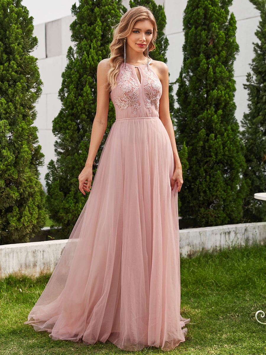 Pink Tulle Bridesmaid Dresses #style_EH02025PK