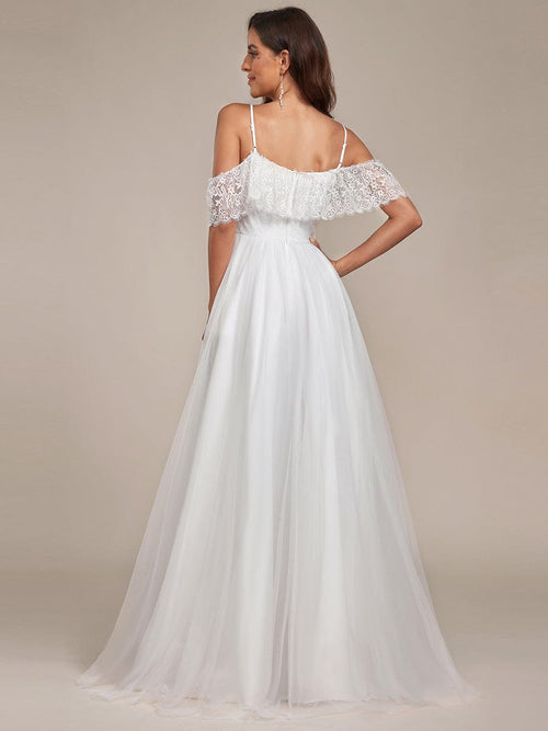 Asymmetrical Hem Padded Floor Length Wedding Dress - Ever-Pretty UK
