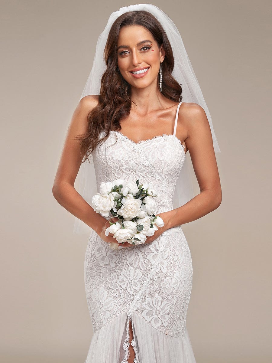 Sweetheart Spaghetti Strap Mermaid Wedding Dress #color_Cream