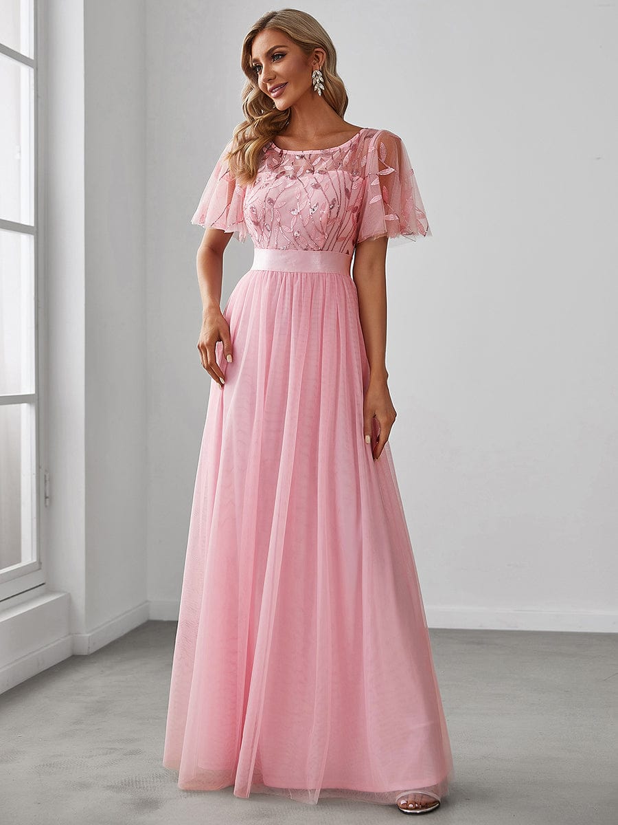 Pink Tulle Bridesmaid Dresses #style_EP00904PK