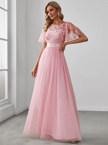 Pink Tulle Bridesmaid Dresses #style_EP00904PK