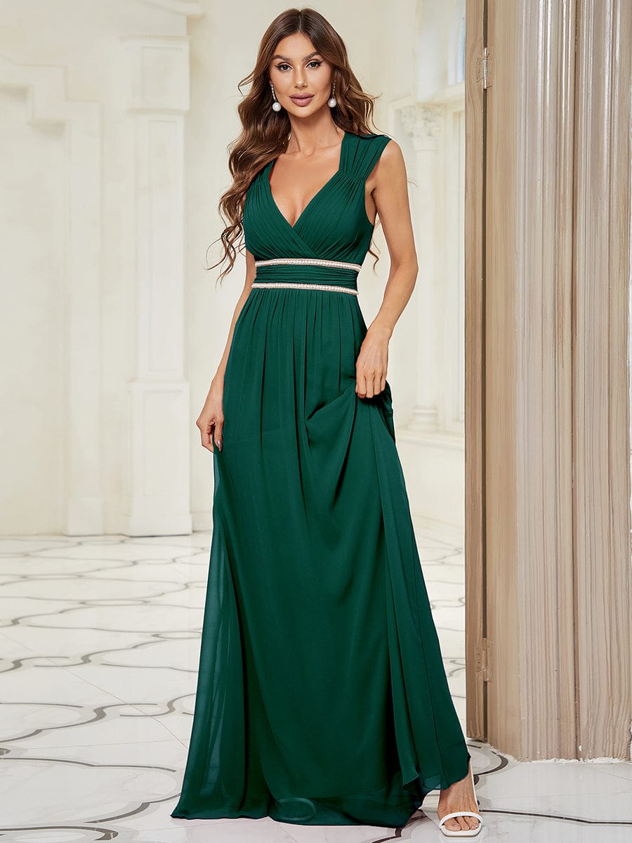 Sleeveless Grecian Style Dress for Women in Dark Green #color_Dark Green