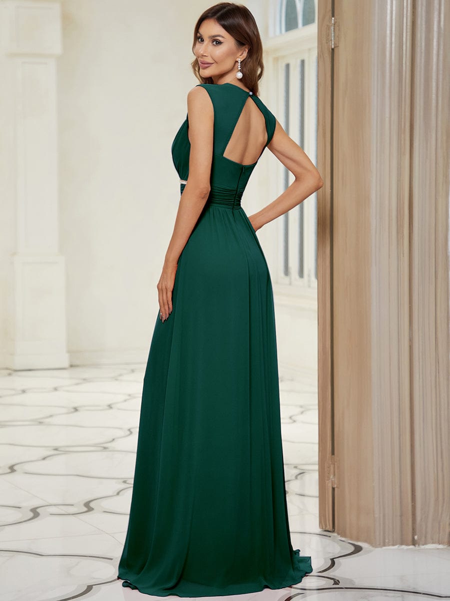 Sleeveless Grecian Style Dress for Women in Dark Green #color_Dark Green