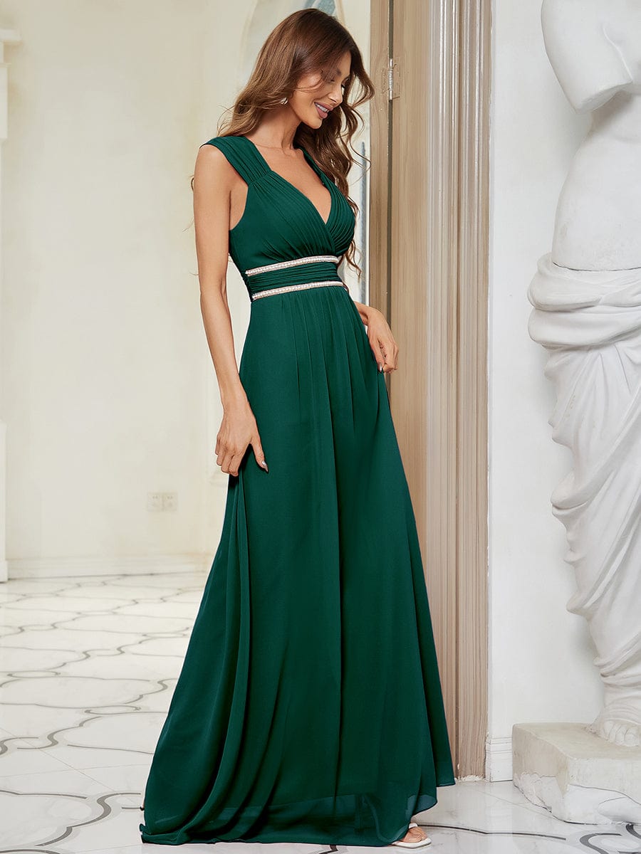 Sleeveless Grecian Style Dress for Women in Dark Green #color_Dark Green