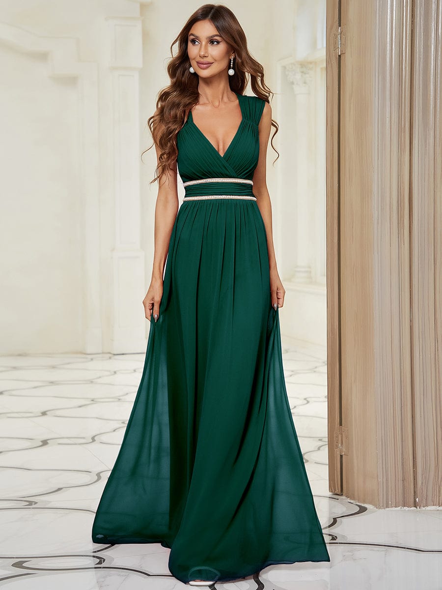 Sleeveless Grecian Style Dress for Women in Dark Green #color_Dark Green