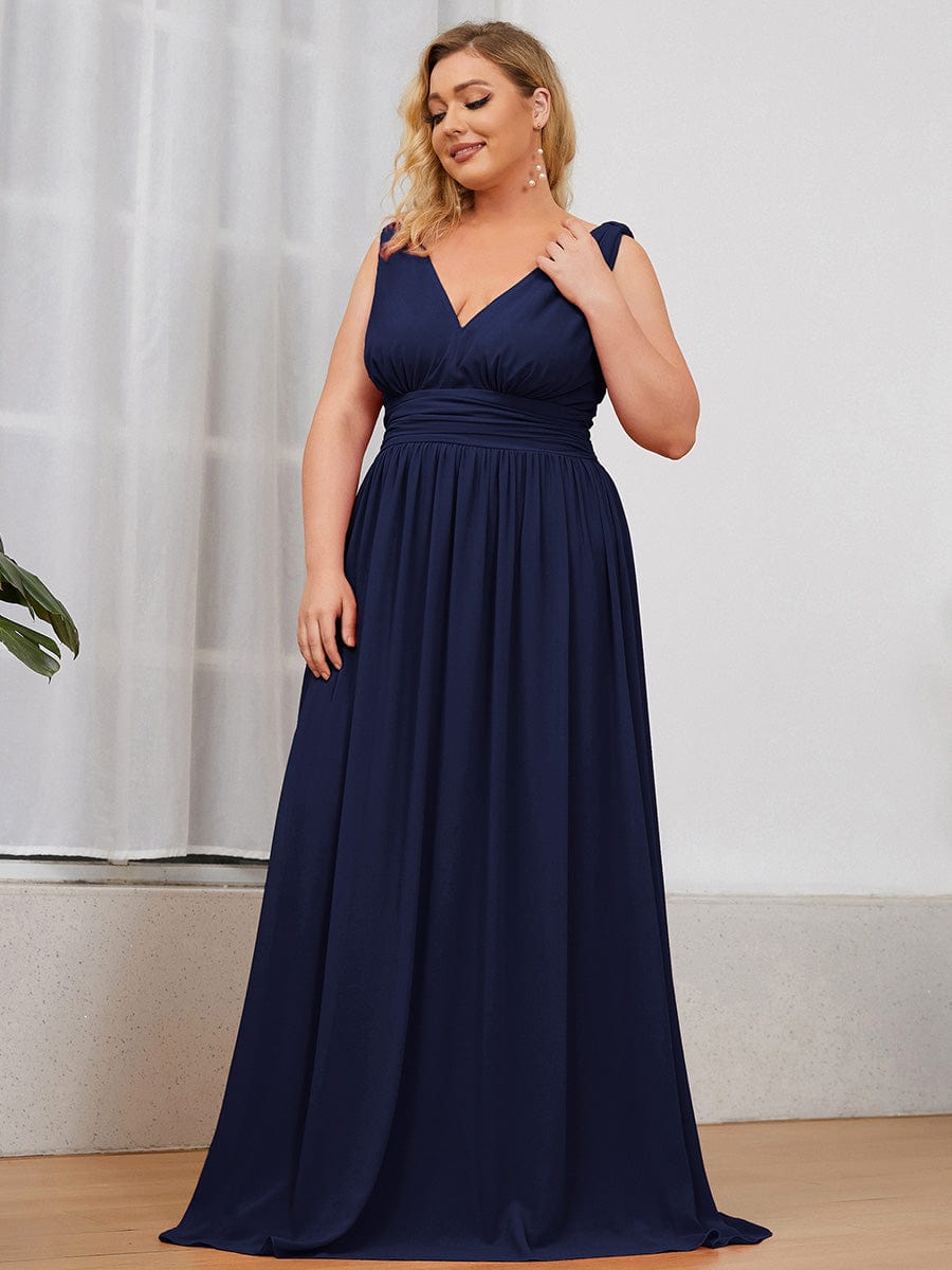 Navy Chiffon Bridesmaid Dresses #style_EP09016NB