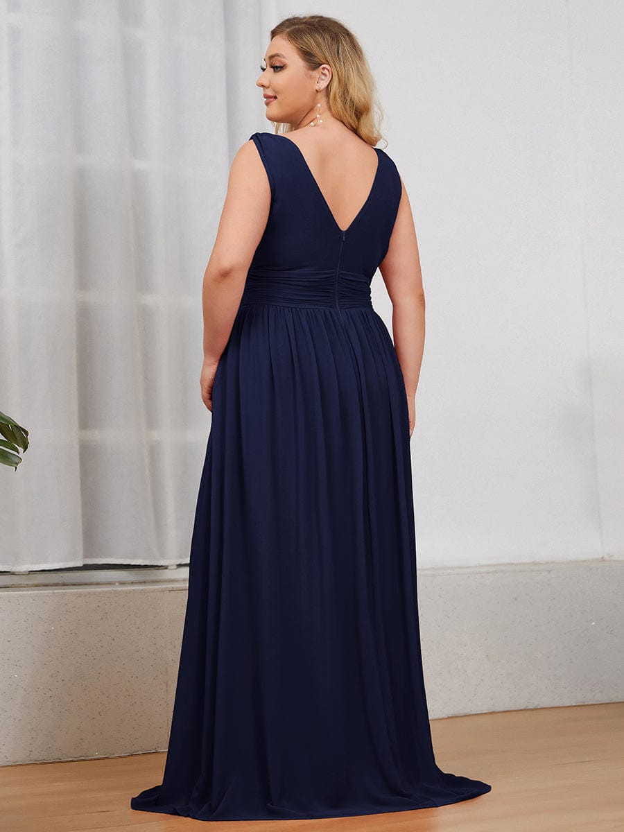 Navy Chiffon Bridesmaid Dresses #style_EP09016NB